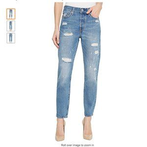 Levi's 501 Wedgie Straight Button Fly HighRise Blue Jean- PARTNER IN CRIME 28w